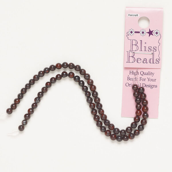 Bead, brecciated jasper (natural), pkg/12 inches, 4mm round, C grade. image number 0