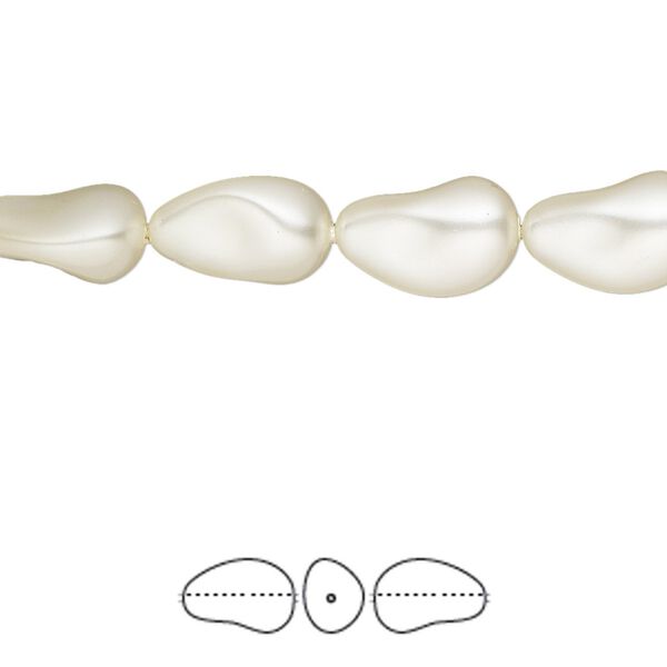 Pearl 250pk cream, Swarovski® 12x8mm baroque drop 5843 image number 0