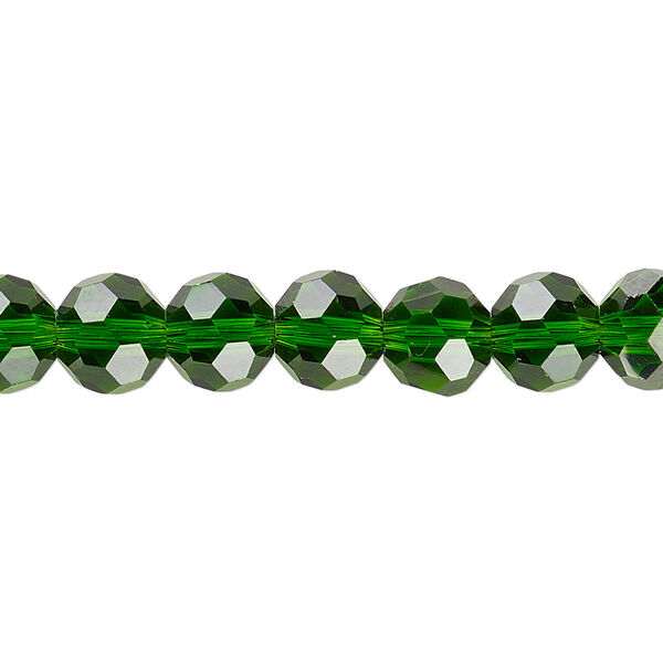 Bead 1pk 32 facets transparent emerald green, Celestial Crystal® 8mm round 15.5-16 inch image number 0