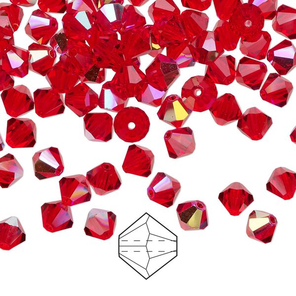 Bead 576pk light Siam AB, Preciosa Czech crystal 5mm bicone image number 0