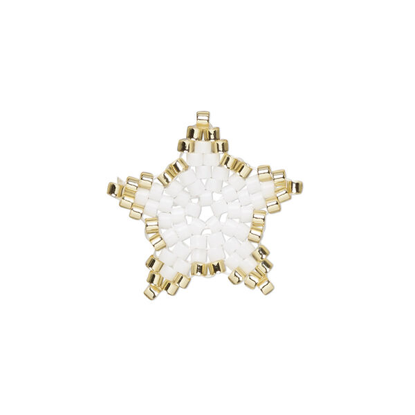Drop, Creative Touch, glass, pkg/1, 20mm double-sided star, white and gold. image number 0