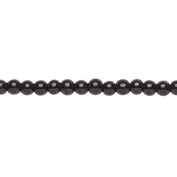 Bead, crystal pearl, black, 4mm round. Sold per pkg of (2) 15-1/2" to 16" strands, approximately 200 beads. image number 0