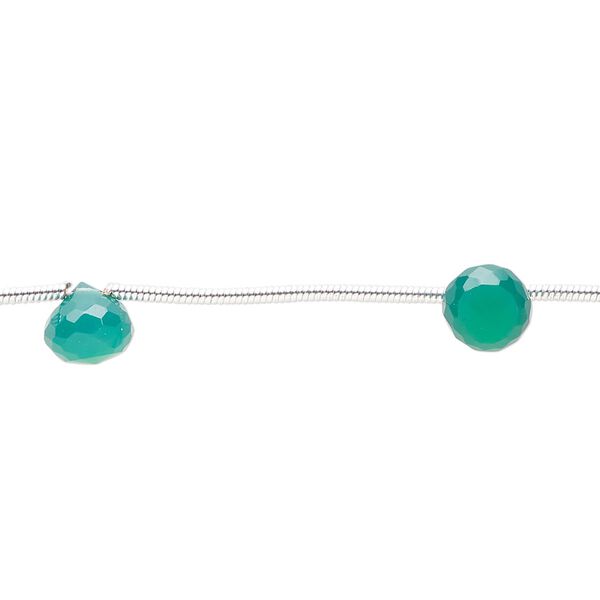 Green onyx 1pkg7, hand-cut top-drilled faceted teardrop bead 6x5mm-7x6mm image number 0