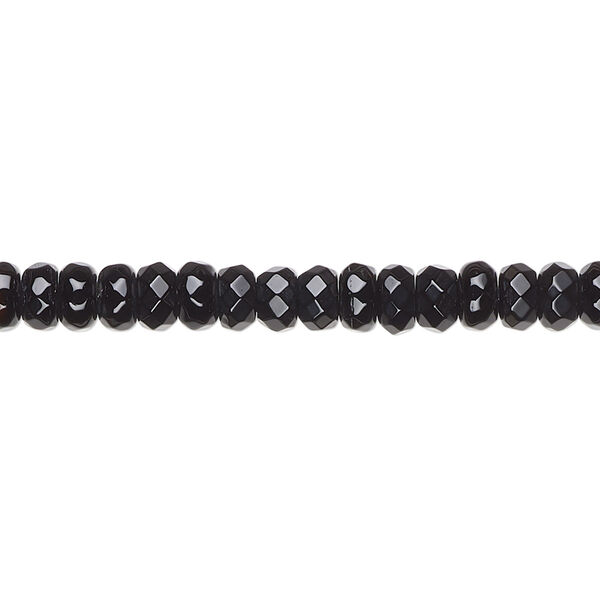 Black onyx 1pkg1, faceted rondelle bead B grade, 15.5-16 inch 5x3mm image number 0
