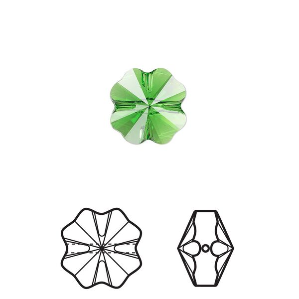 Bead 4pk fern green, Crystal Passions® 12mm clover 5752 image number 0