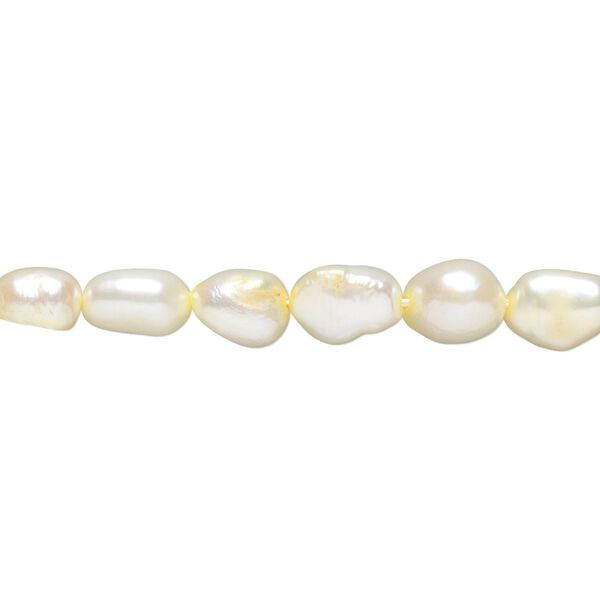 Pearl 1pkg1, cultured freshwater (dyed), daffodil, 6-7mm flat-sided rice, C- grade, Mohs hardness 2-1/2 to 4. 15-1/2 to 16 inch strand. image number 0