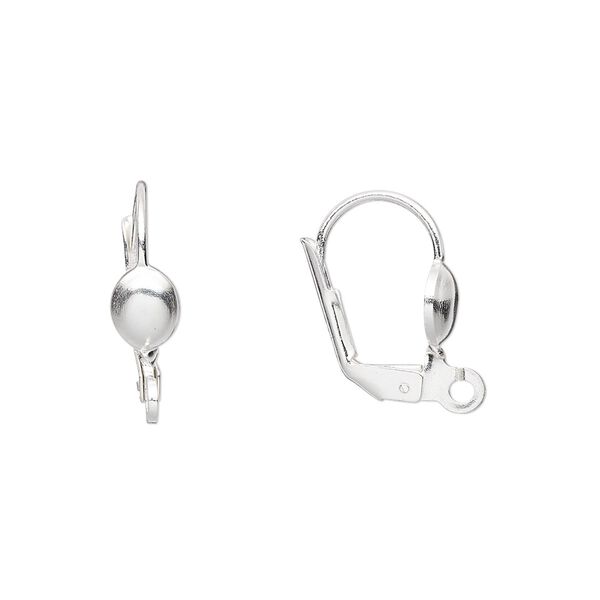 Ear wire leverback 1pkg2 sterling silver, 18mm / 7x5mm oval / open loop, 1 pair image number 0