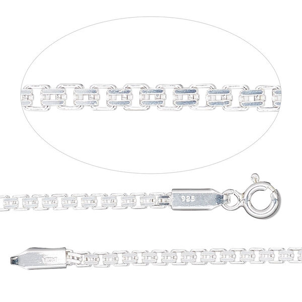 Chain, sterling silver, 2.4mm double Venetian box, 24 inches. Sold individually. image number 0