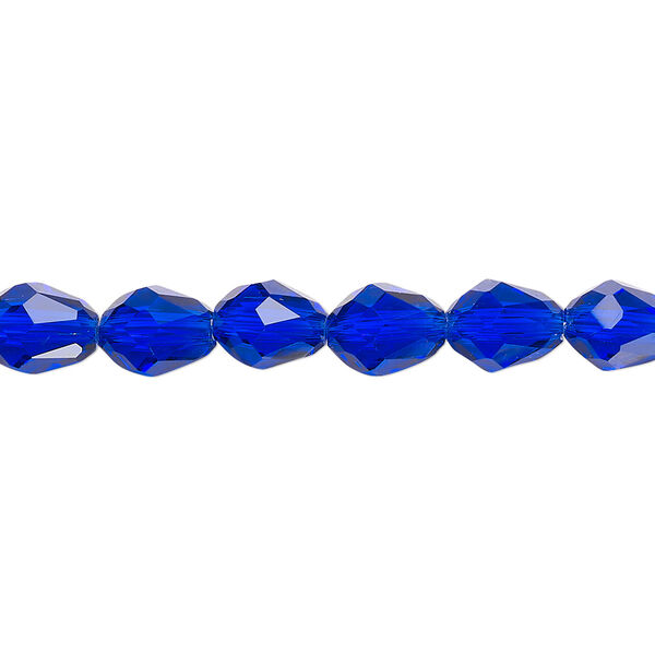 Bead Celestial Crystal® 1pkg60, 8x6mm teardrop / 66 facets, transparent cobalt blue image number 0