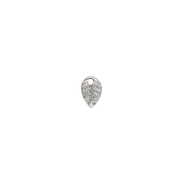 Charm, antique silver-plated "pewter" (zinc-based alloy), 8x5mm single-sided leaf. Sold per pkg of 100. image number 0