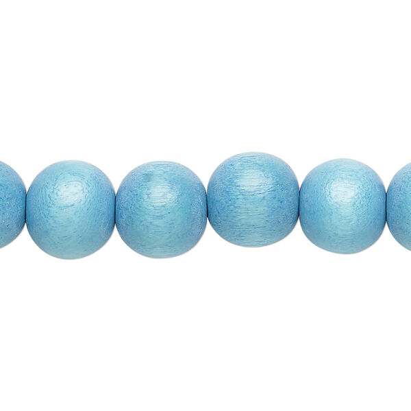 Bead, Taiwanese cheesewood (dyed / waxed), sky blue, 9-10mm round. Sold per pkg of (2) 15-1/2" to 16" strands. image number 0