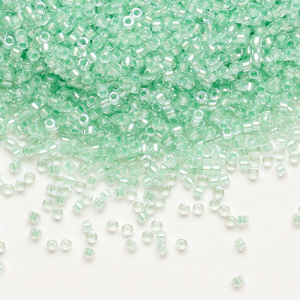 Seed bead, Delica®, glass, pkg/250g, #11 round, translucent mint pearl-lined glacier blue (DB-1707). image number 0