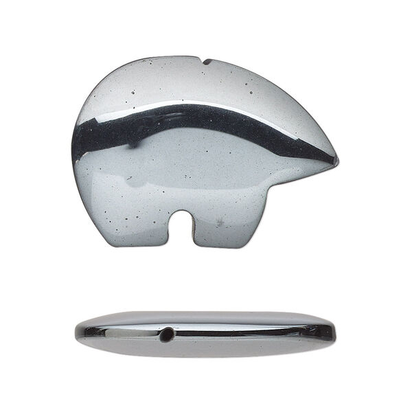 Hemalyke™ 1pkg2, half-drilled 2-sided Zuni bear drop 28x20mm image number 0