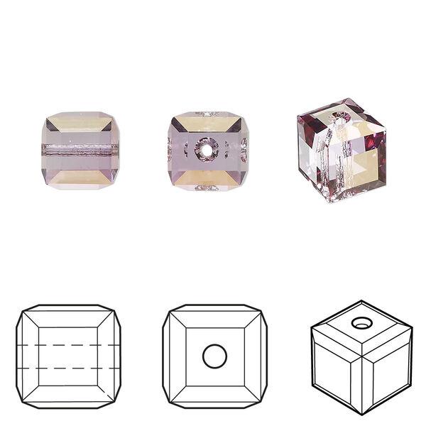Bead 48pk dark rose, Crystal Passions® 8mm cube 5601 image number 0