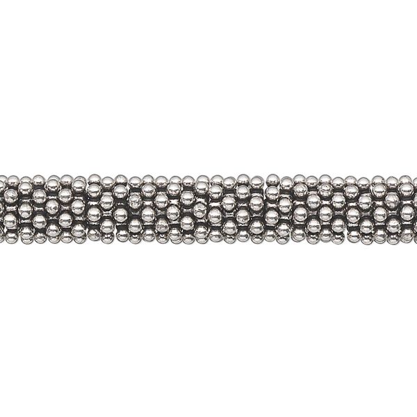 Bead, antiqued sterling silver, 7x1mm beaded rondelle. Sold per 1-troy ounce pkg, approximately 80-100 beads. image number 0
