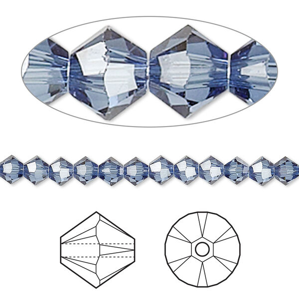 Bead 48pk denim blue, Crystal Passions® 4mm bicone 5328 image number 0