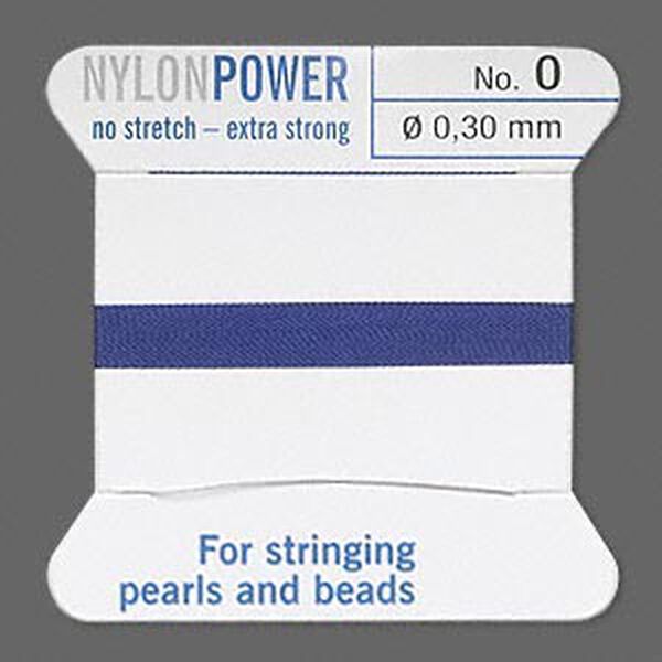 Thread, Griffin, nylon, dark blue, size #0. Sold per 2-meter card (approximately 78 inches). image number 0