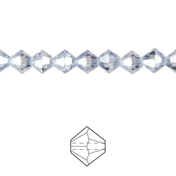 Bead 144pk translucent crystal silver night, Celestial Crystal® 6mm bicone image number 0