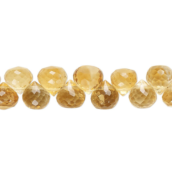 Citrine 1pkg60, hand-cut top-drilled faceted teardrop bead 7x7mm image number 0