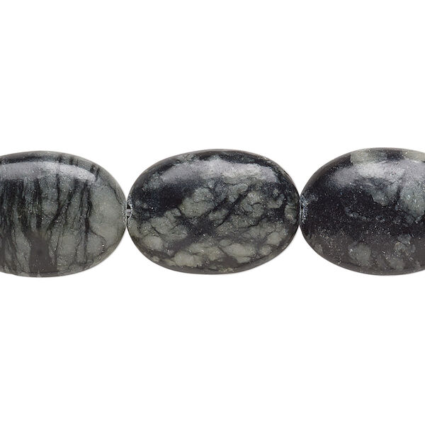 Bead, Picasso serpentine (natural), 18x13mm puffed oval, B- grade, Mohs hardness 2-1/2 to 6. Sold per 15-inch strand. image number 0