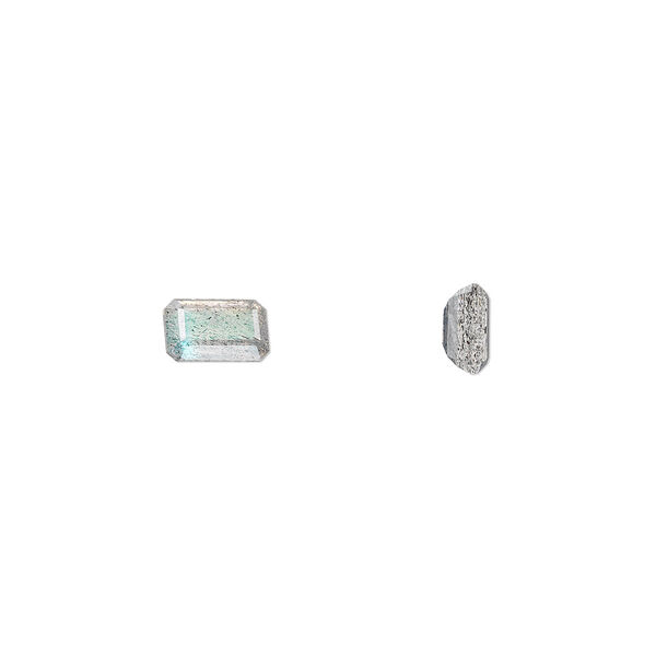 Labradorite 1pkg1, hand-cut faceted emerald-cut gem natural 6x4mm image number 0