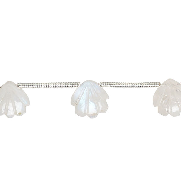 Rainbow moonstone 1pkg10, hand-cut top-drilled carved puffed shell bead natural 9x9mm image number 0
