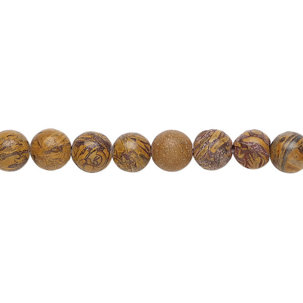 Brown chrysanthemum stone 1pkg1, round bead natural 15.5-16 inch 6mm image number 0