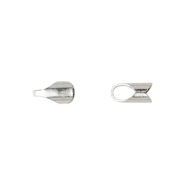 Cord end, glue-in, sterling silver, 9x5mm round, 4mm inside diameter. Sold per pkg of 10. image number 0