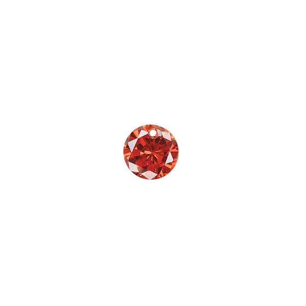 Drop, cubic zirconia, orange, 8mm hand-faceted round, Mohs hardness 8-1/2. Sold per pkg of 8. image number 0