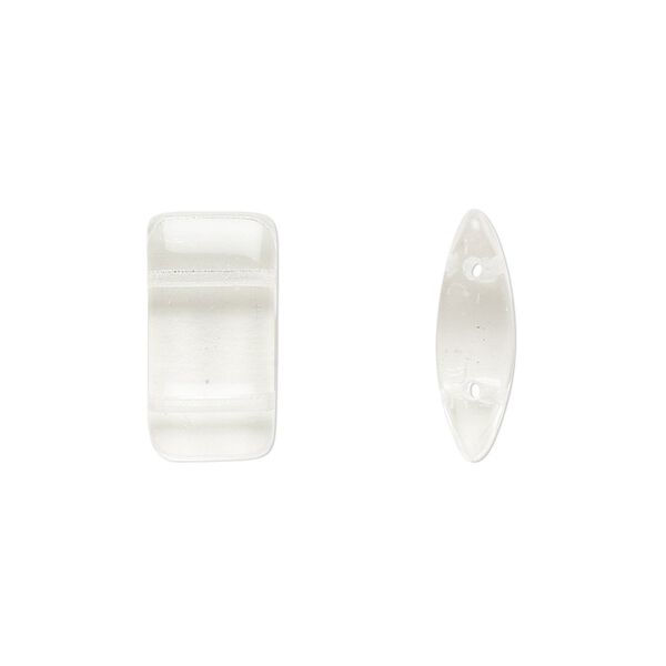 Bead, Preciosa, Czech glass, transparent clear, 17x9mm double-drilled puffed rectangle with 0.8mm holes, fits up to 7.5mm bead. Sold per pkg of 20. image number 0