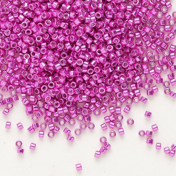 Seed bead, Delica®, glass, pkg/250g, #11 round, opaque galvanized hot pink (DB-0425). image number 0