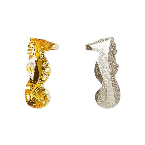 Fancy stone 1pk sunflower foil back, Crystal Passions® 22x10mm seahorse 4046 image number 0
