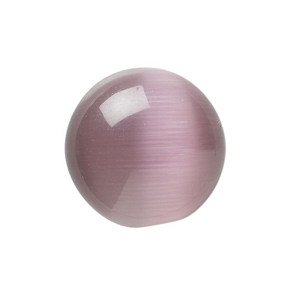 Cabochon, cat's eye glass (fiber optic glass), purple, 8mm calibrated round, quality grade. Sold per pkg of 10. image number 0