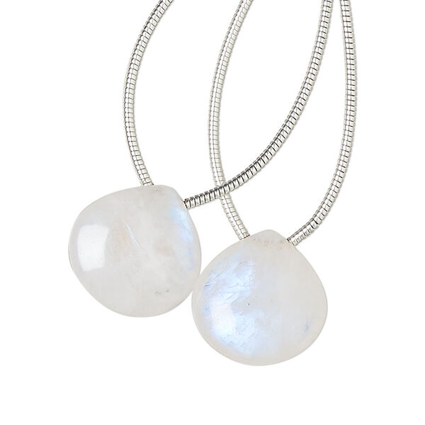Rainbow moonstone 1pkg2, hand-cut top-drilled puffed teardrop bead natural B grade, 14x14mm image number 0