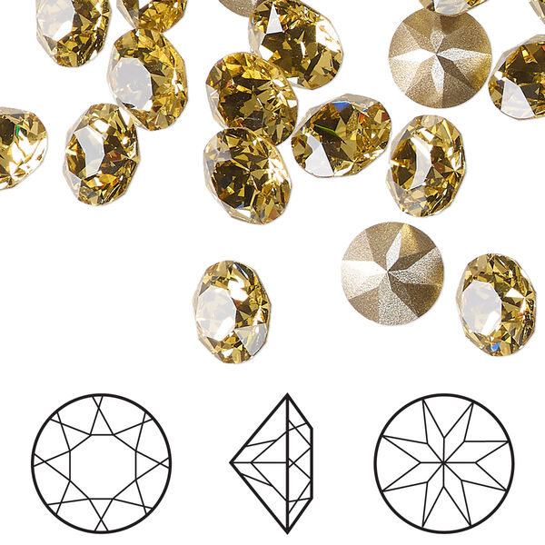 Chaton 144pk dark jonquil foil back, Swarovski® 8.16-8.41mm round SS39 1088 image number 0
