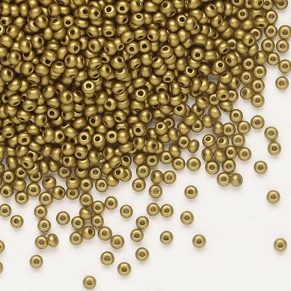 Seed bead, Preciosa Ornela Czech glass, pkg/50g, #11 rocaille, opaque soft bronze metallic alabaster, (01720). image number 0