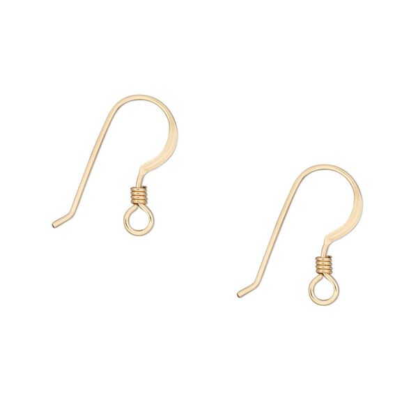 Ear wire fishhook 1pkg10 14Kt gold-filled, 14mm flat / 2mm coil / open loop, 22 gauge 5 pair image number 0
