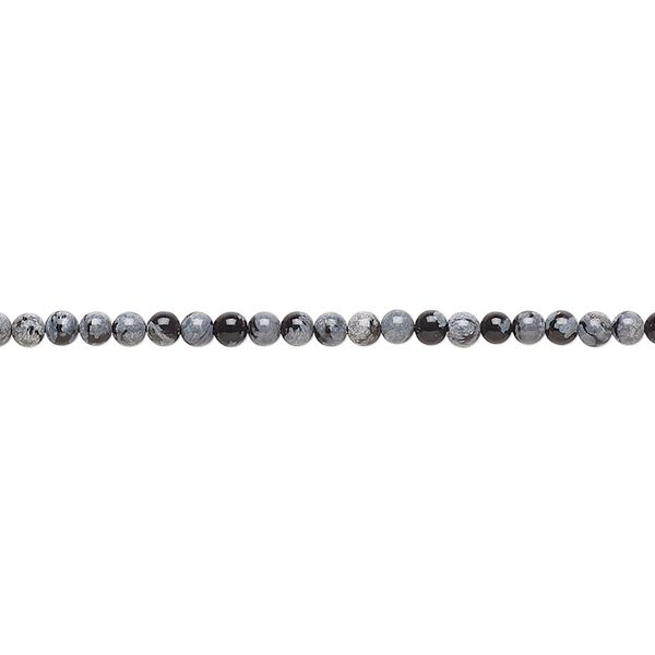 Snowflake obsidian 1pkg1, round bead natural 15.5-16 inch 2mm image number 0