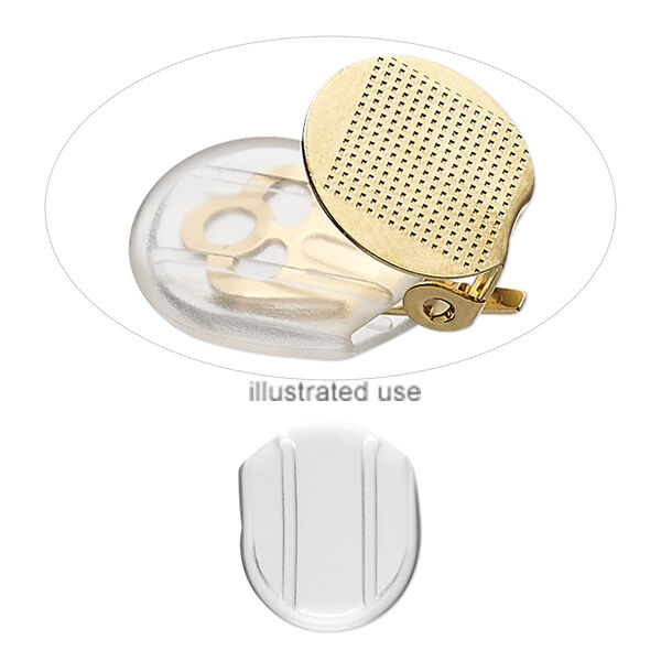 Comfort pad, clip-slip, soft plastic, clear, 13.5x12mm. Sold per pkg of 100. image number 0