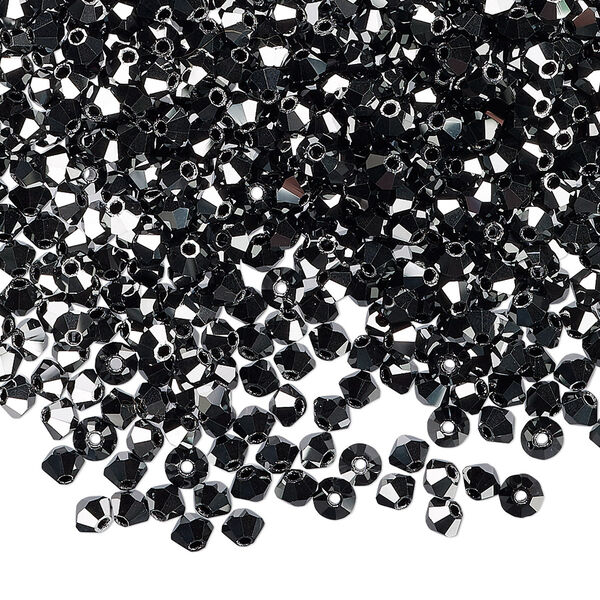 Bead 48pk jet hematite 2X, Preciosa Czech crystal 3mm bicone image number 0