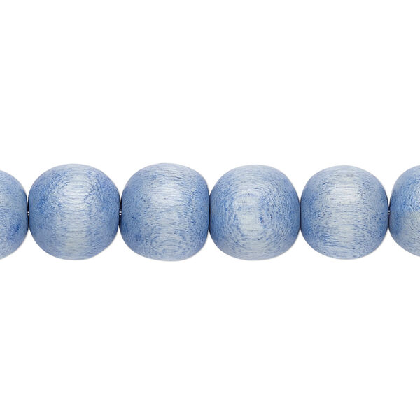 Bead, Taiwanese cheesewood (dyed / waxed), light blue, 9-10mm round. Sold per pkg of (2) 15-1/2" to 16" strands. image number 0