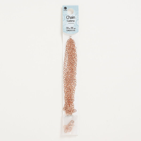 Chain and finding assortment, copper-finished "pewter" (zinc-based alloy), cable, sold per 9-piece set. image number 0
