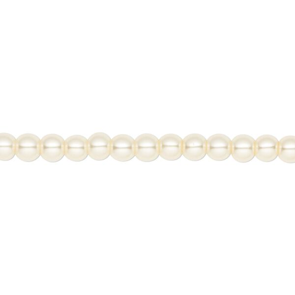 Bead, crystal pearl, ivory, 4mm round. Sold per pkg of (2) 15-1/2" to 16" strands, approximately 200 beads. image number 0