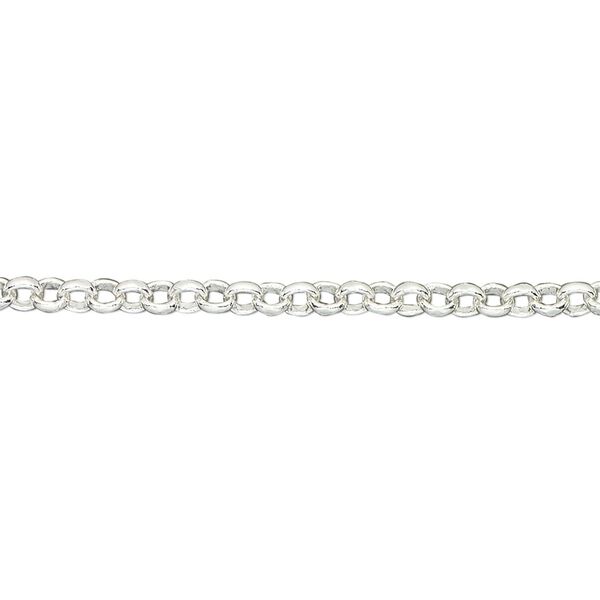 Chain, silver-plated brass, 3mm rolo. Sold per pkg of 5 feet. image number 0