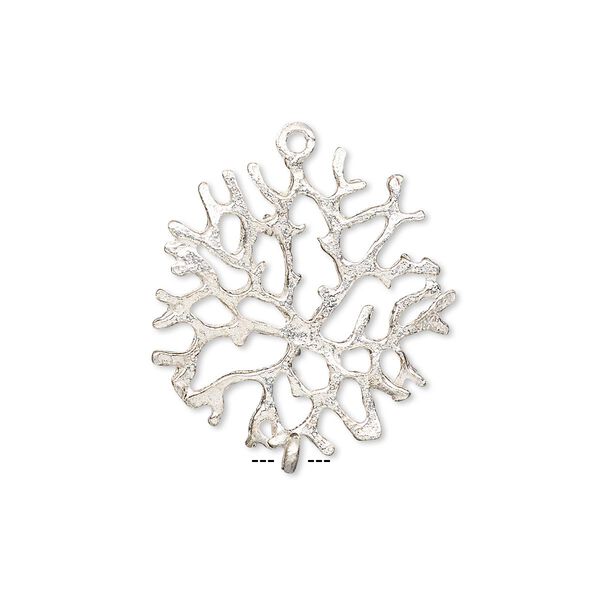 Link, silver-plated brass, 23x22mm single-sided branch. Sold per pkg of 2. image number 0