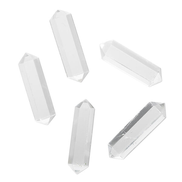 Quartz crystal 1pkg5, hand-cut double-terminated undrilled point drop natural 23x4mm-28x7mm image number 0