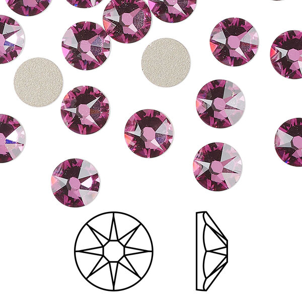 Flat back 144pk dark rose foil back, Swarovski® 7.07-7.27mm XIRIUS rose round SS34 2088 image number 0
