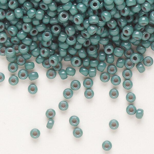 Seed bead, Miyuki, glass, pkg/250g, #8 rocaille, Duracoat® opaque outside dyed eucalyptus, (RR-4481). image number 0