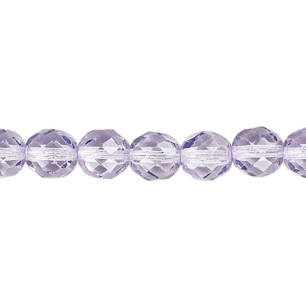 Bead, Czech fire-polished dipped décor glass, lilac, 8mm faceted round. Sold per 15-1/2" to 16" strand, approximately 50 beads. image number 0