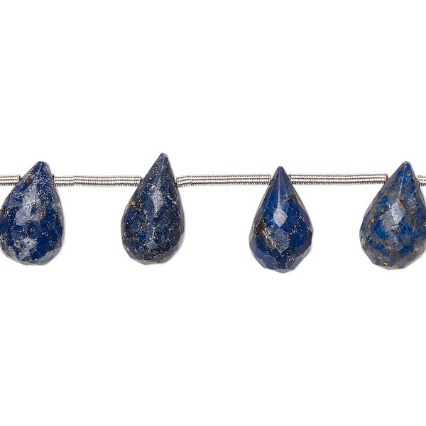 Lapis lazuli 1pkg17, hand-cut top-drilled faceted teardrop bead natural 10x6mm-12x7mm image number 0